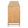 Bowery Hill Belgian Wheat Small Console With Glass Doors and Metal Base