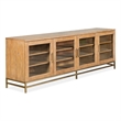 Bowery Hill Belgian Wheat Large Console With Glass Doors and Metal Base