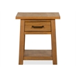 Bowery Hill Belgian Wheat Drawer End Table With Fixed Wood Shelf