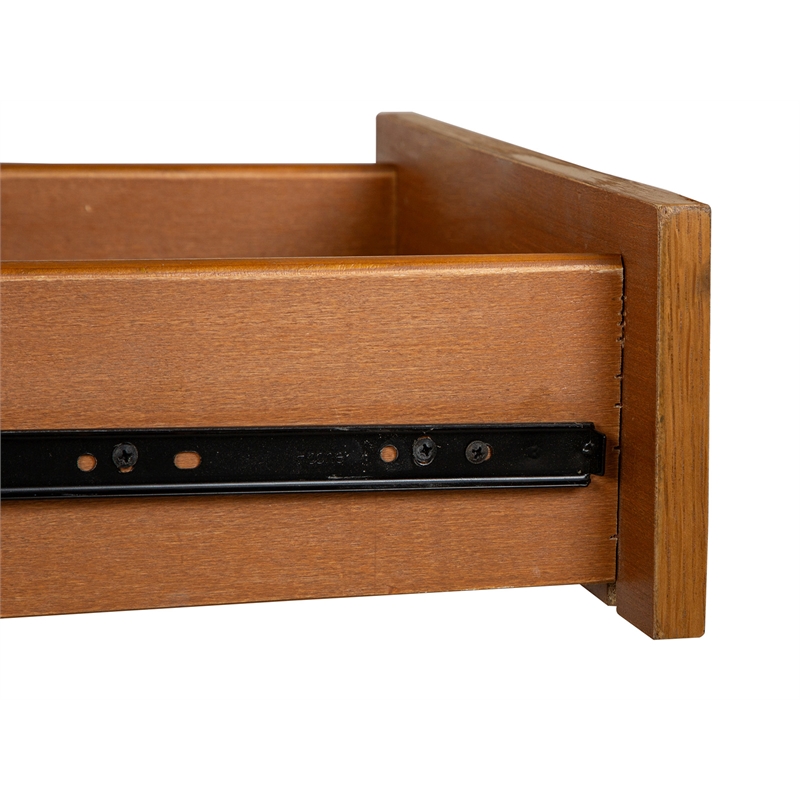 Bowery Hill Belgian Wheat Drawer End Table With Fixed Wood Shelf