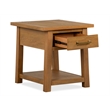 Bowery Hill Belgian Wheat Drawer End Table With Fixed Wood Shelf
