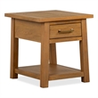 Bowery Hill Belgian Wheat Drawer End Table With Fixed Wood Shelf