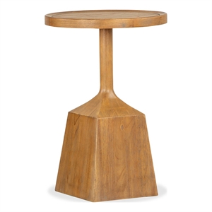 Bowery Hill Round Pedestal Accent End Table in Belgian Wheat