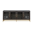 Bowery Hill Coffee Bean Small Console With Glass Doors and Metal Base