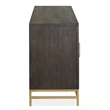 Bowery Hill Coffee Bean Small Console With Glass Doors and Metal Base