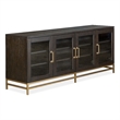 Bowery Hill Coffee Bean Small Console With Glass Doors and Metal Base