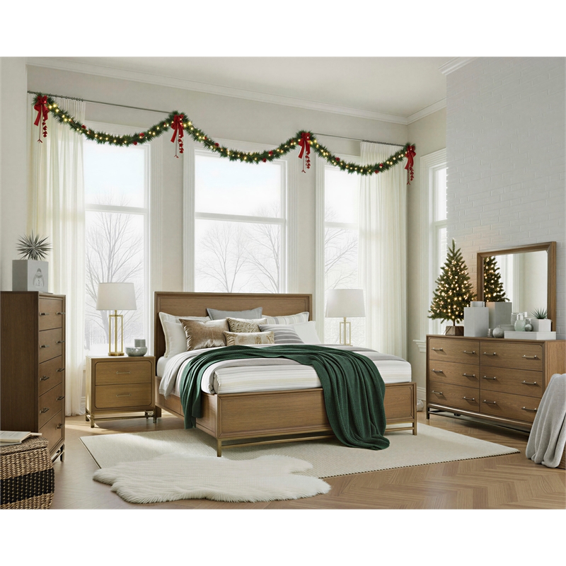 Bowery Hill Belgian Wheat/Coffee Bean 6-Drawer Dresser With Mirror