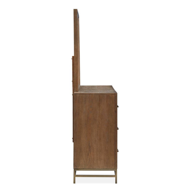 Bowery Hill Belgian Wheat/Coffee Bean 6-Drawer Dresser With Mirror