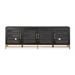 Bowery Hill Coffee Bean Large Console With Glass Doors and Metal Base