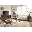 Bowery Hill Coffee Bean Large Console With Glass Doors and Metal Base