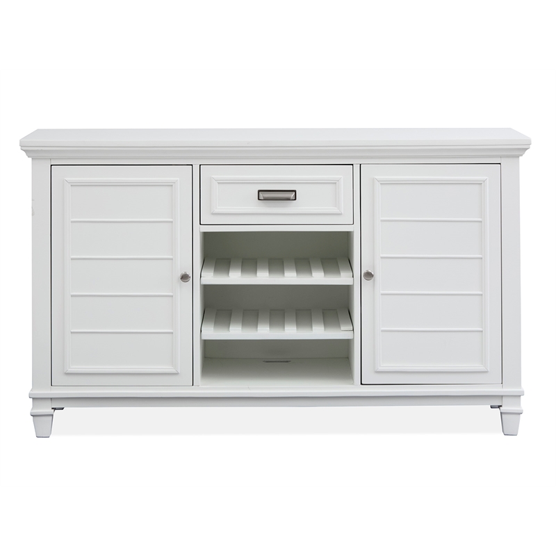 Bowery Hill Server in White Dove With Louvered Design and Felt Drawer