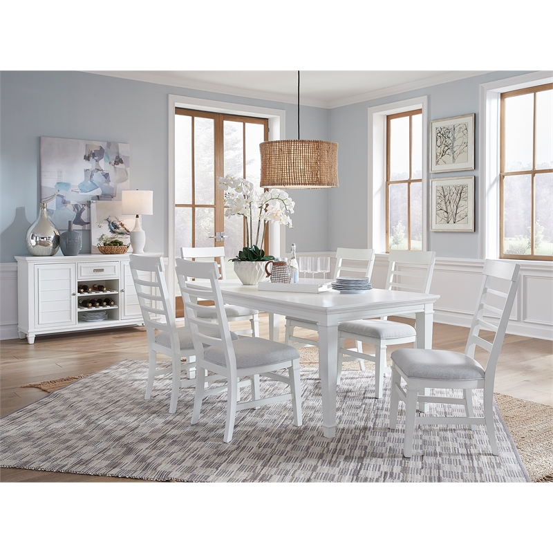 Bowery Hill Server in White Dove With Louvered Design and Felt Drawer