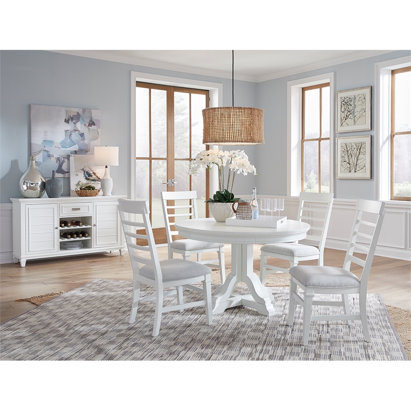 Bowery Hill Server in White Dove With Louvered Design and Felt Drawer