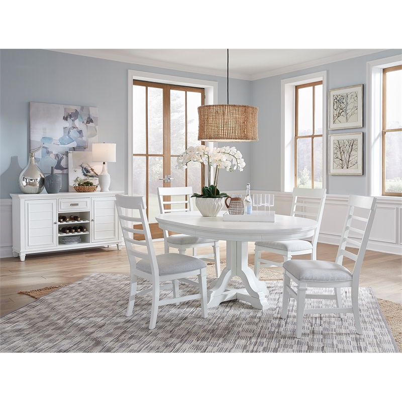 Bowery Hill Server in White Dove With Louvered Design and Felt Drawer