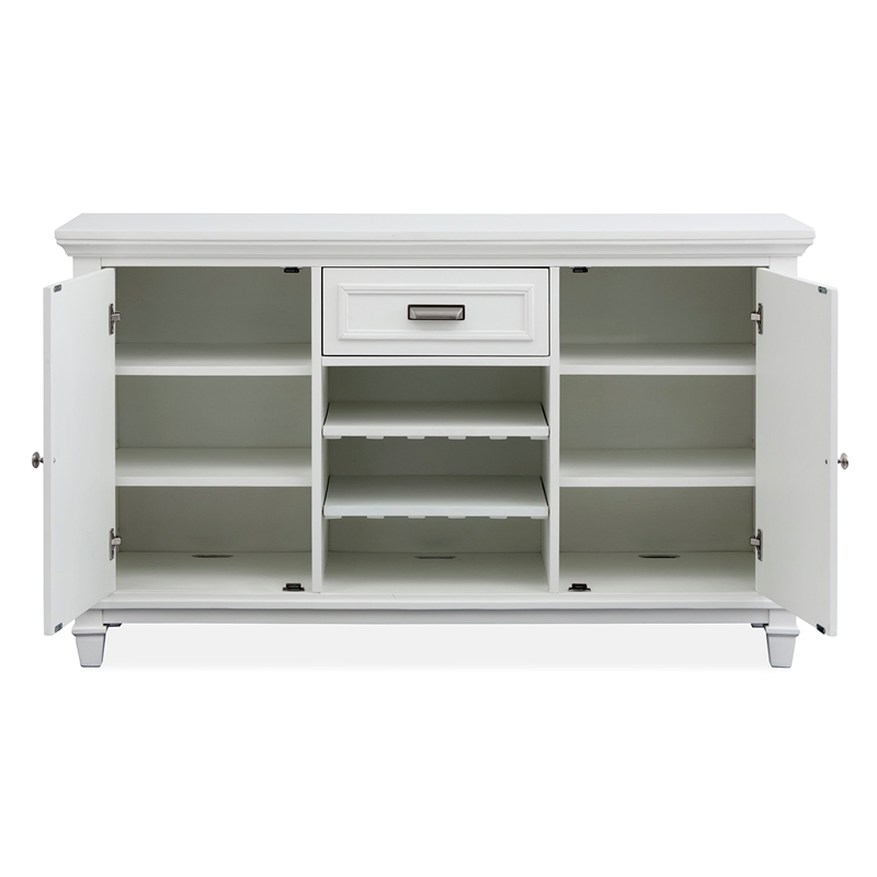 Bowery Hill Server in White Dove With Louvered Design and Felt Drawer