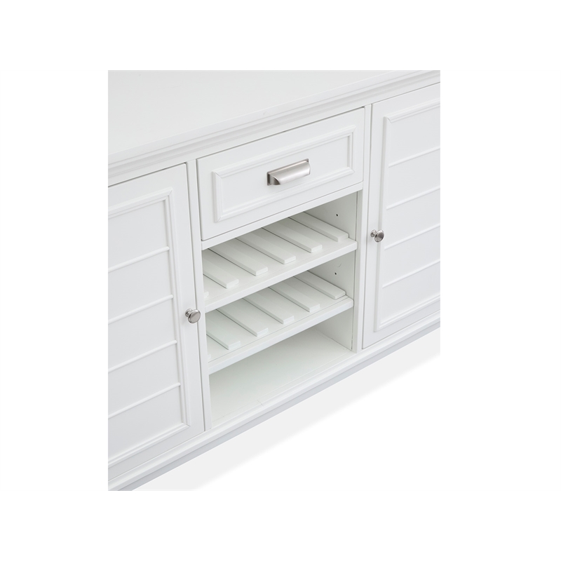 Bowery Hill Server in White Dove With Louvered Design and Felt Drawer