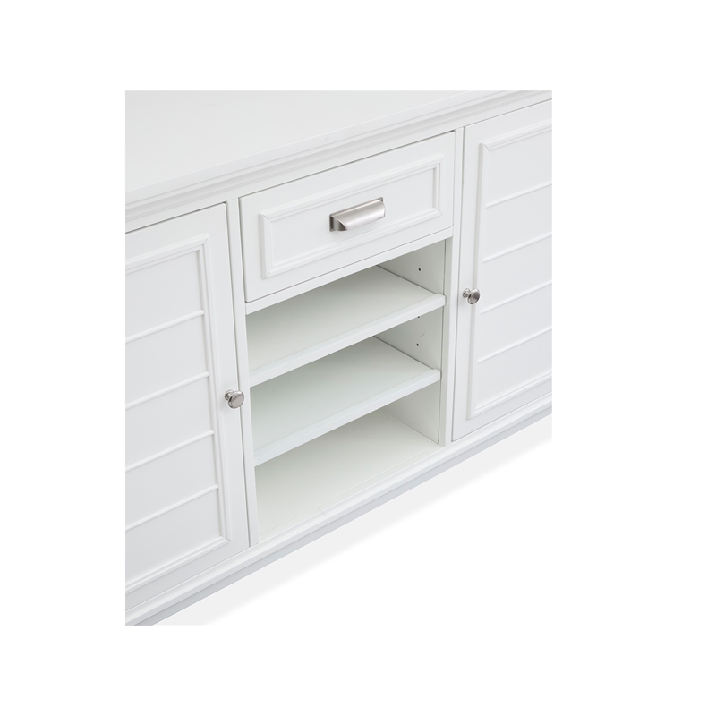 Bowery Hill Server in White Dove With Louvered Design and Felt Drawer