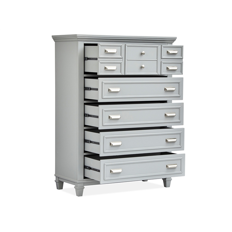 Bowery Hill 5-Drawer Bedroom Chest in Harbor Gray With Pewter Hardware
