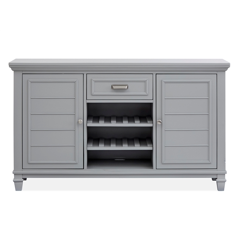 Bowery Hill Server in Harbor Gray With Louvered Design and Felt Drawer