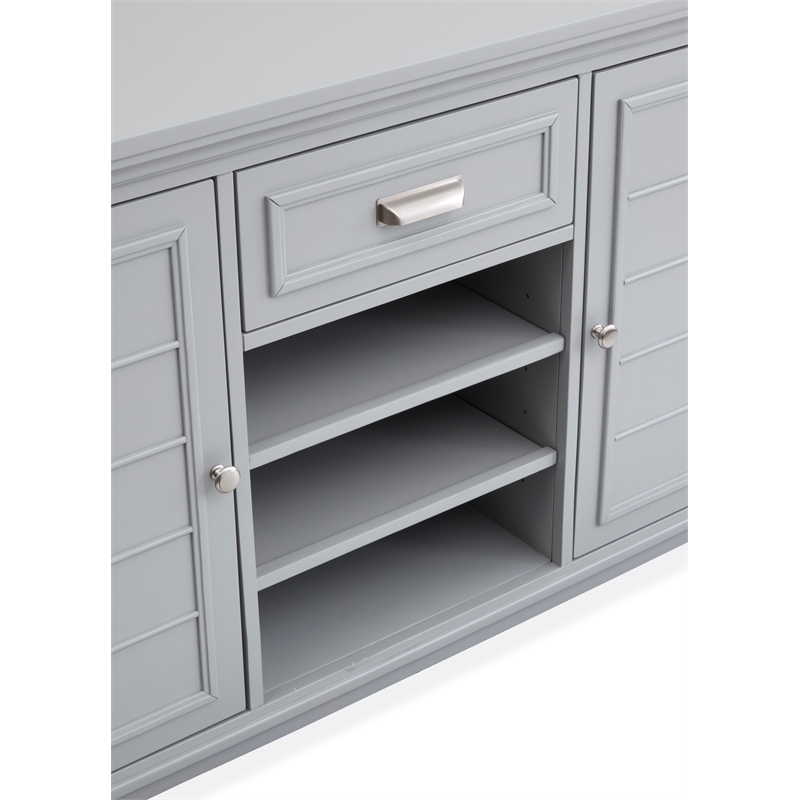 Bowery Hill Server in Harbor Gray With Louvered Design and Felt Drawer