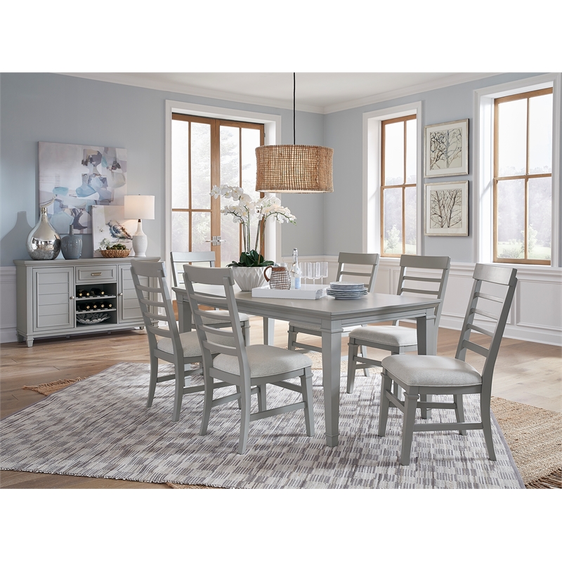 Bowery Hill Server in Harbor Gray With Louvered Design and Felt Drawer
