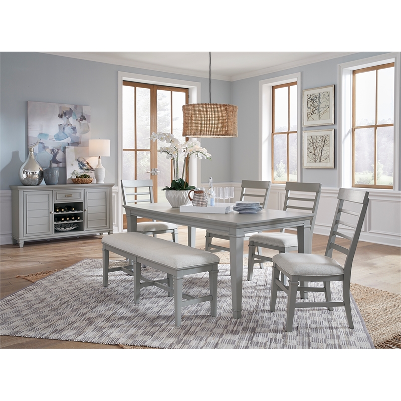 Bowery Hill Server in Harbor Gray With Louvered Design and Felt Drawer