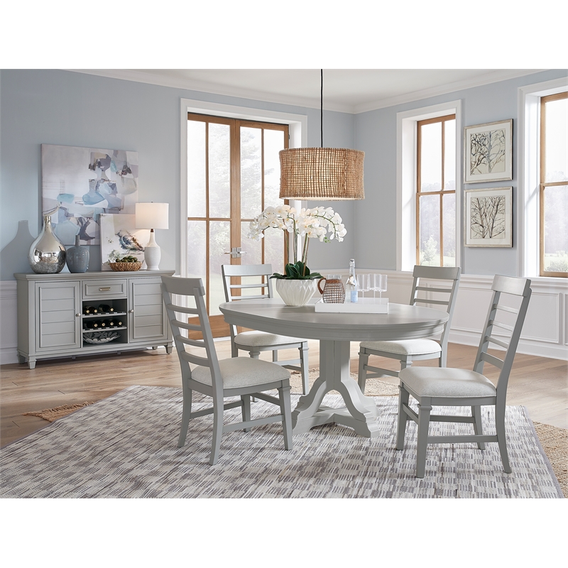 Bowery Hill Server in Harbor Gray With Louvered Design and Felt Drawer