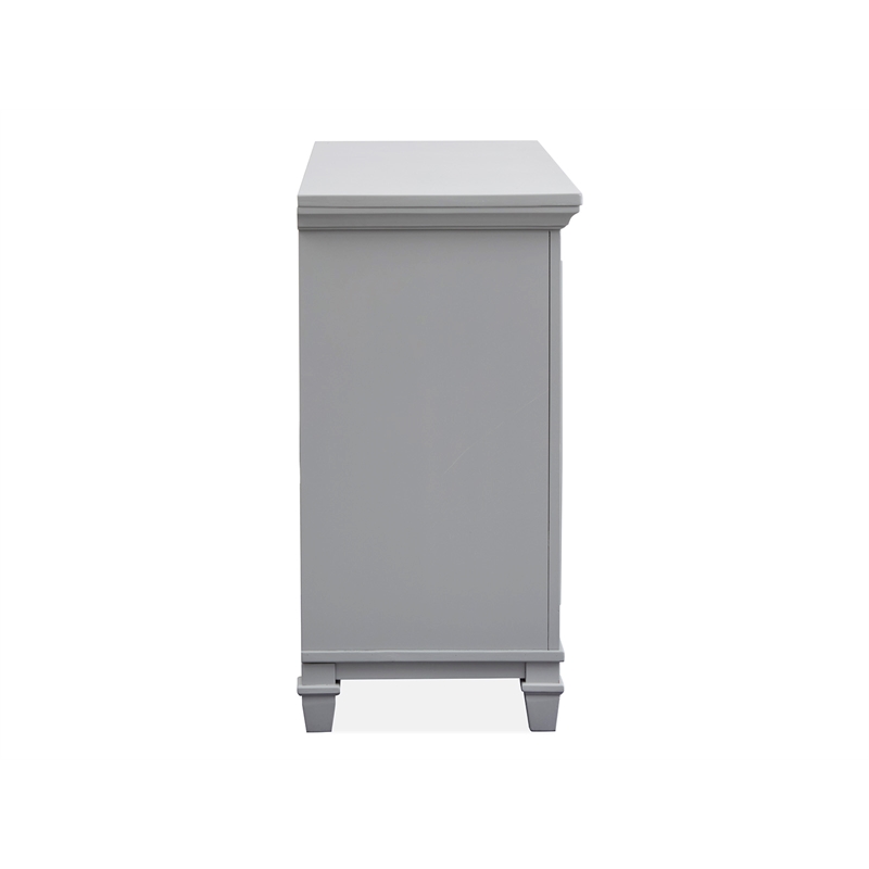 Bowery Hill Server in Harbor Gray With Louvered Design and Felt Drawer