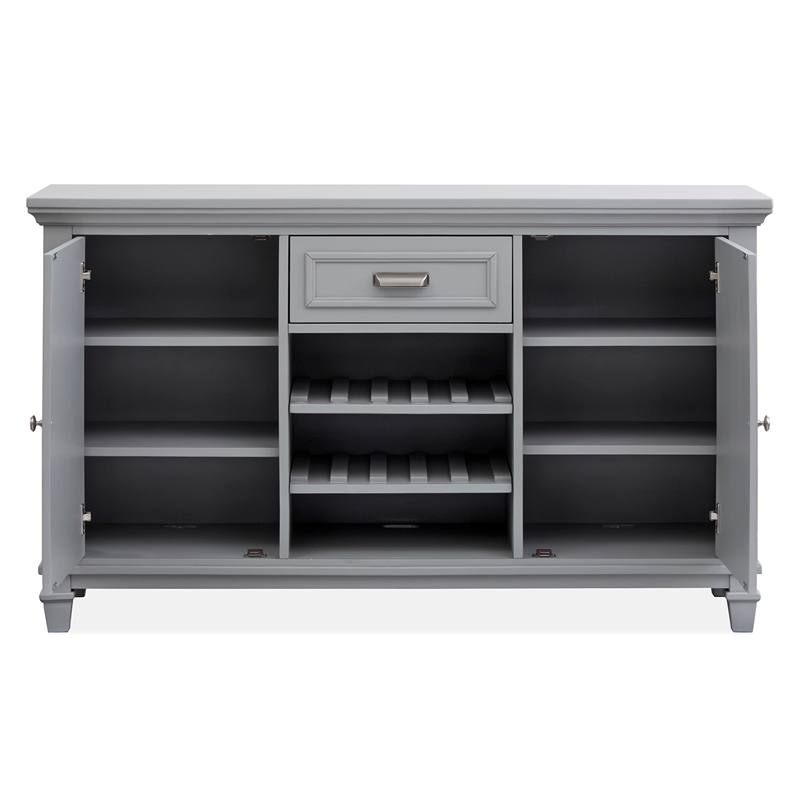 Bowery Hill Server in Harbor Gray With Louvered Design and Felt Drawer