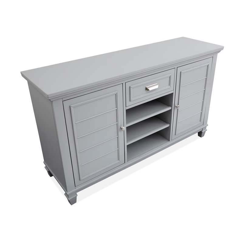 Bowery Hill Server in Harbor Gray With Louvered Design and Felt Drawer