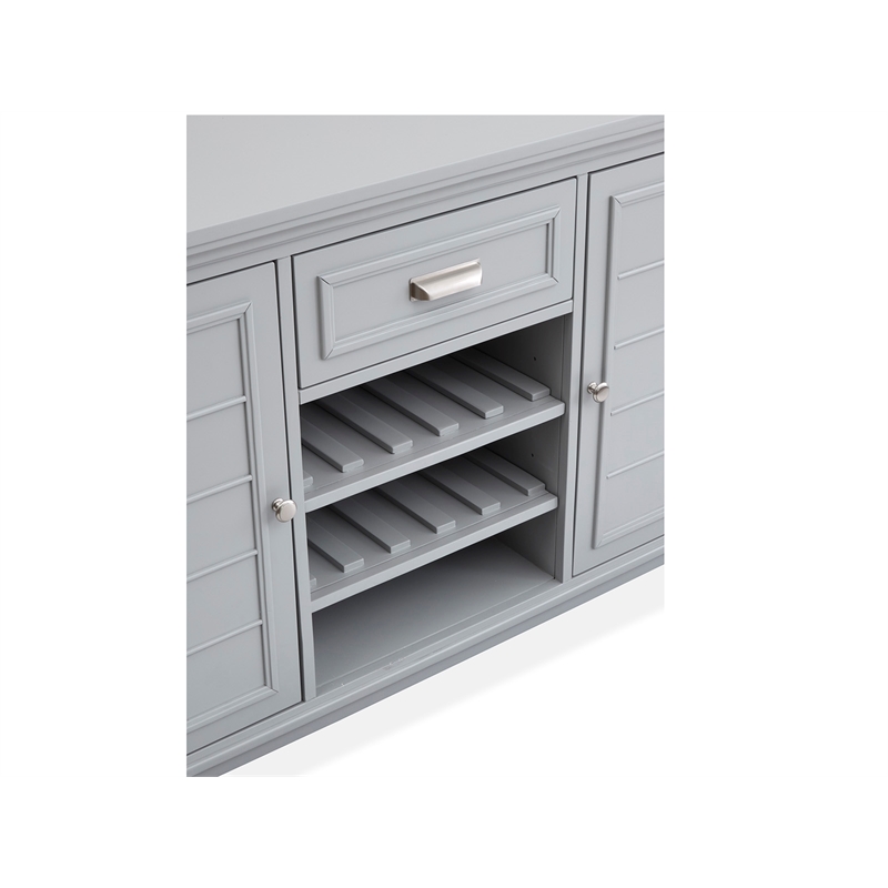 Bowery Hill Server in Harbor Gray With Louvered Design and Felt Drawer