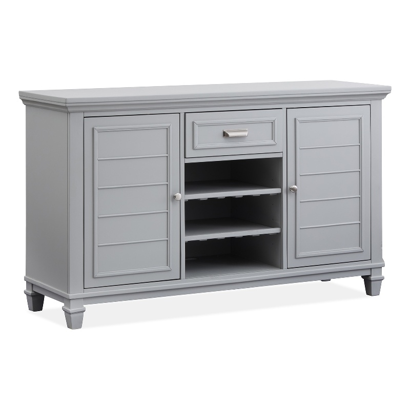 Bowery Hill Server in Harbor Gray With Louvered Design and Felt Drawer