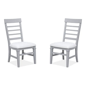 Bowery Hill Upholstered Side Chair 2-Pack in Harbor Gray With Slat Backs