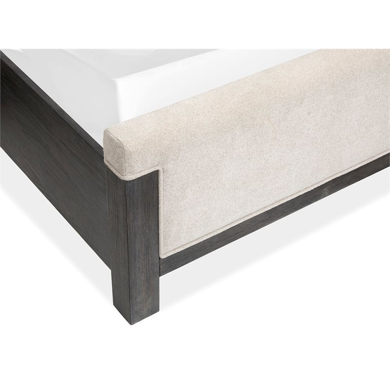 Bowery Hill Contemporary Queen Upholstered Panel Bed in Ravenwood Black