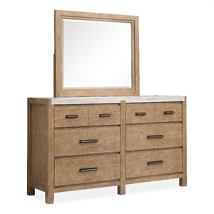Bowery Hill Sierra Brown 6-Drawer Dresser With Landscape Mirror