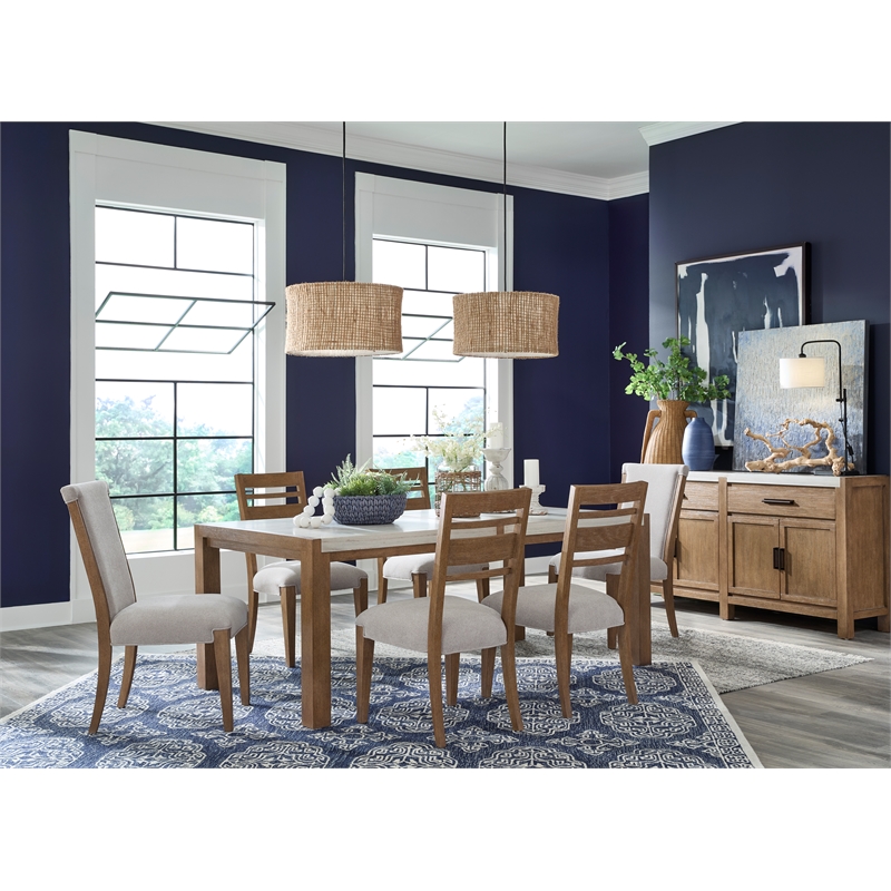Bowery Hill Sideboard in Sierra Brown With Marble Top and Wood Doors