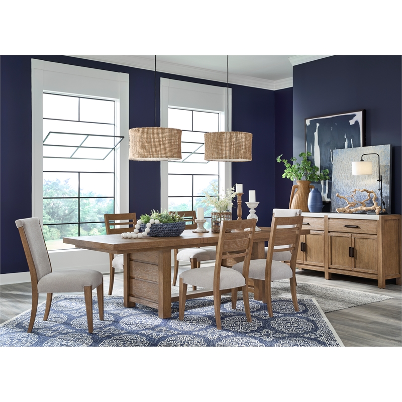 Bowery Hill Sideboard in Sierra Brown With Marble Top and Wood Doors