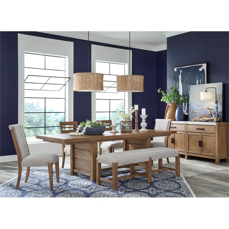 Bowery Hill Sideboard in Sierra Brown With Marble Top and Wood Doors