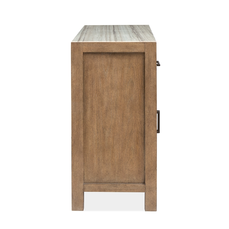 Bowery Hill Sideboard in Sierra Brown With Marble Top and Wood Doors