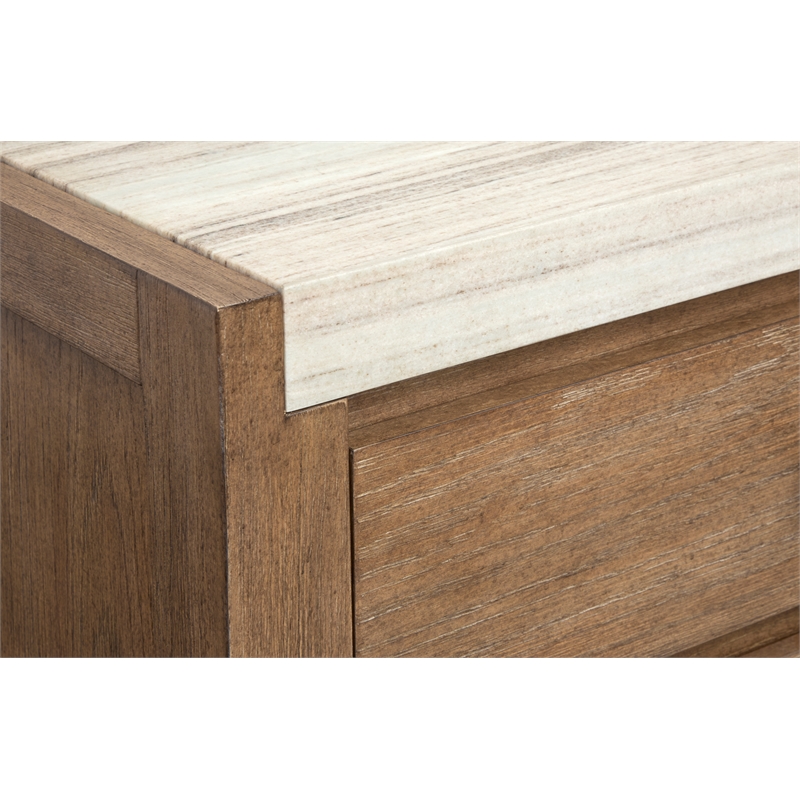 Bowery Hill Sideboard in Sierra Brown With Marble Top and Wood Doors