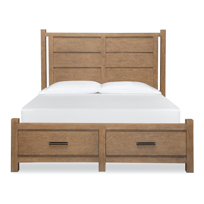 Bowery Hill King Panel Storage Bed in Sierra Brown With 2 Drawers