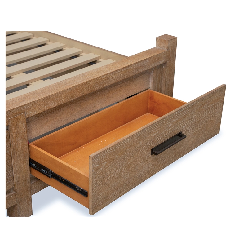 Bowery Hill King Panel Storage Bed in Sierra Brown With 2 Drawers