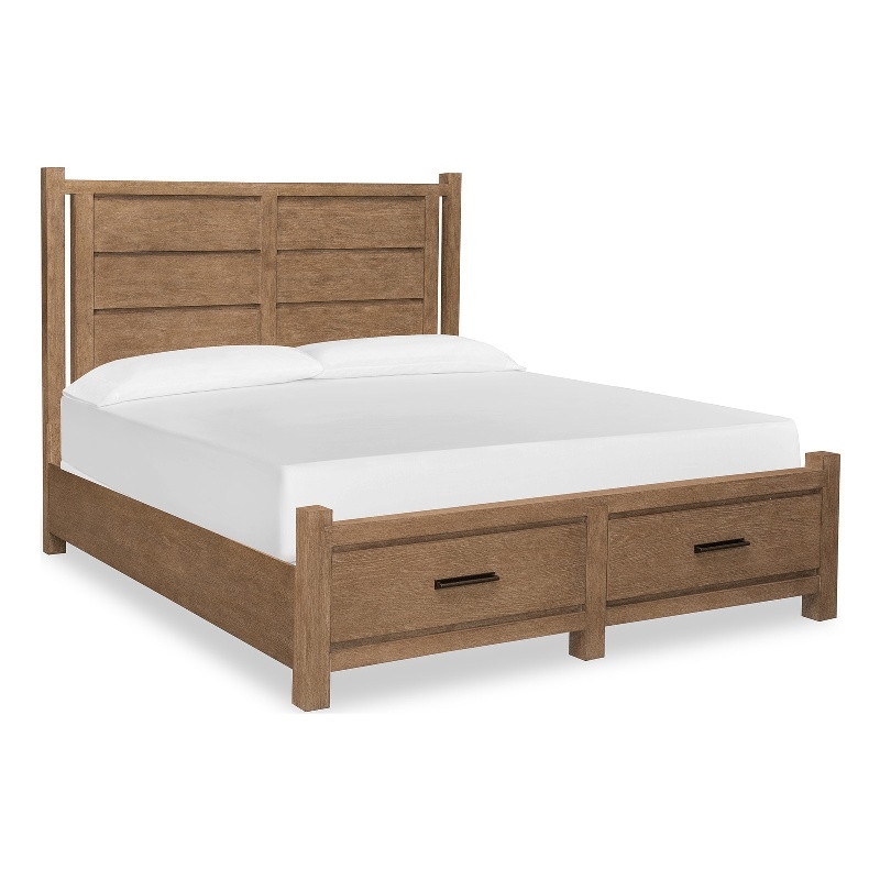 Bowery Hill King Panel Storage Bed in Sierra Brown With 2 Drawers
