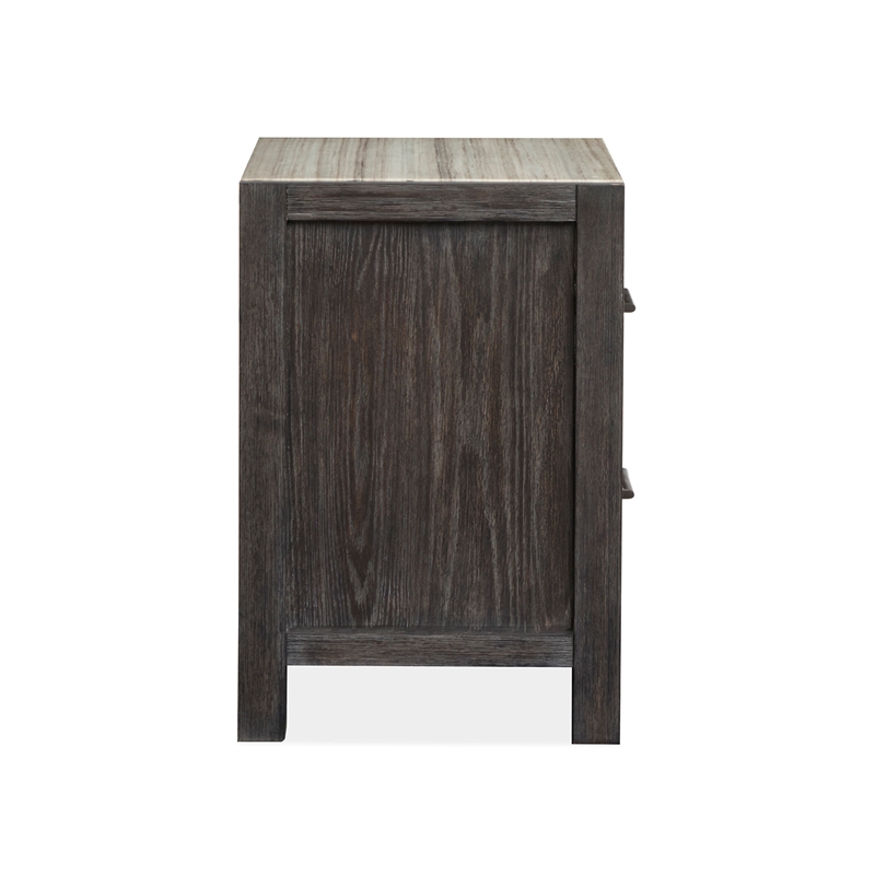 Bowery Hill Ravenwood Black Drawer Nightstand With Marble Top