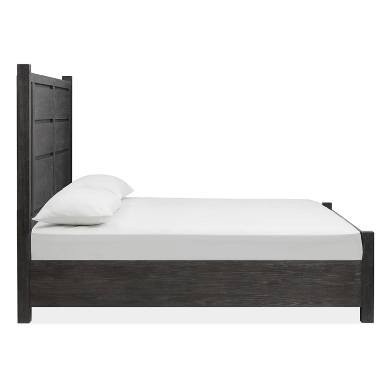 Bowery Hill Queen Panel Bed in Ravenwood Black With Bronze Hardware