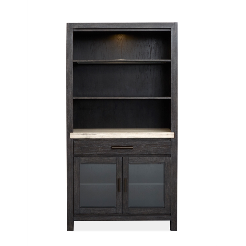 Bowery Hill Display Cabinet in Ravenwood Black With LED Lighting