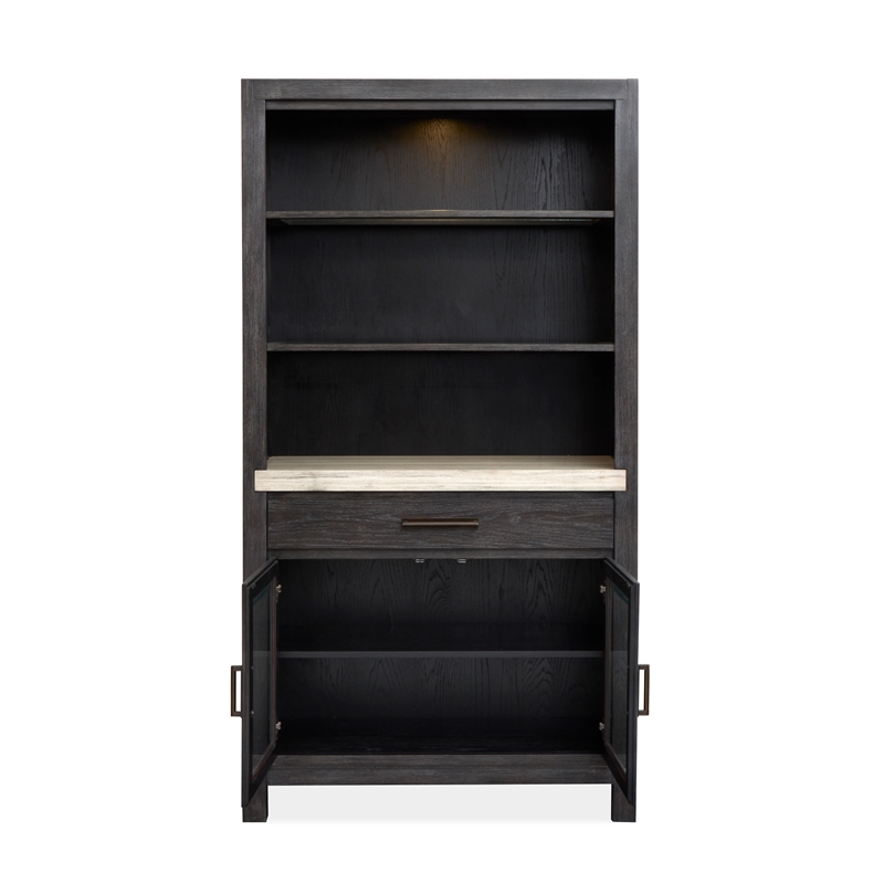 Bowery Hill Display Cabinet in Ravenwood Black With LED Lighting