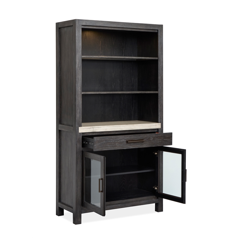 Bowery Hill Display Cabinet in Ravenwood Black With LED Lighting