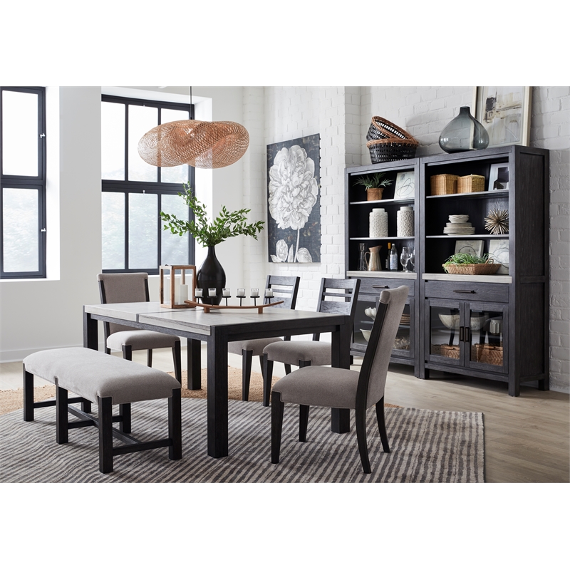 Bowery Hill Display Cabinet in Ravenwood Black With LED Lighting