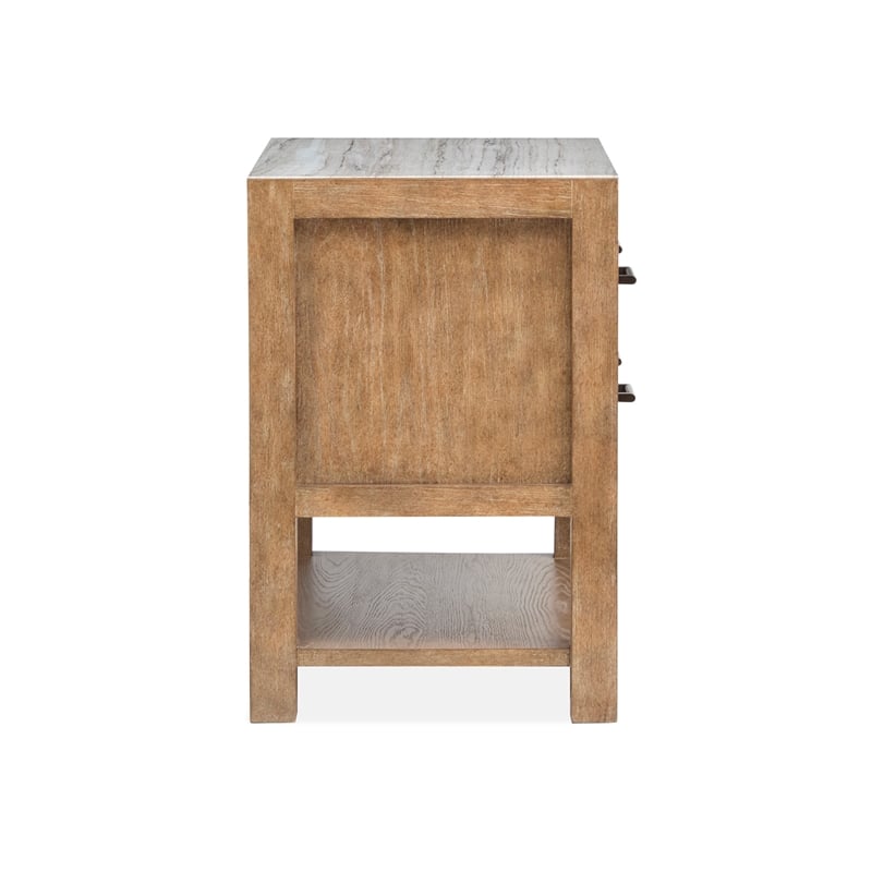Bowery Hill Open Nightstand in Sierra Brown With Marble Top and Shelf